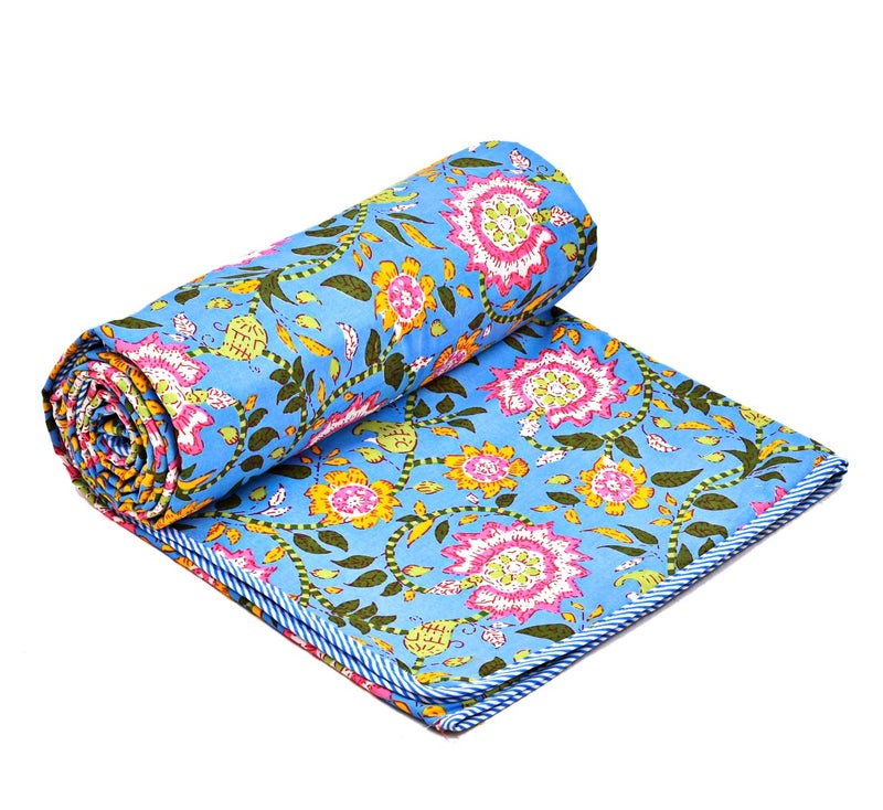 RRC Cotton Reversible Dohar Single Bed, Soft Lightweight Bed Blanket, AC Dohar Blanket for Summers/Winter 57X87(Inches) Flannel Dohar Throws for Bed - Image 2