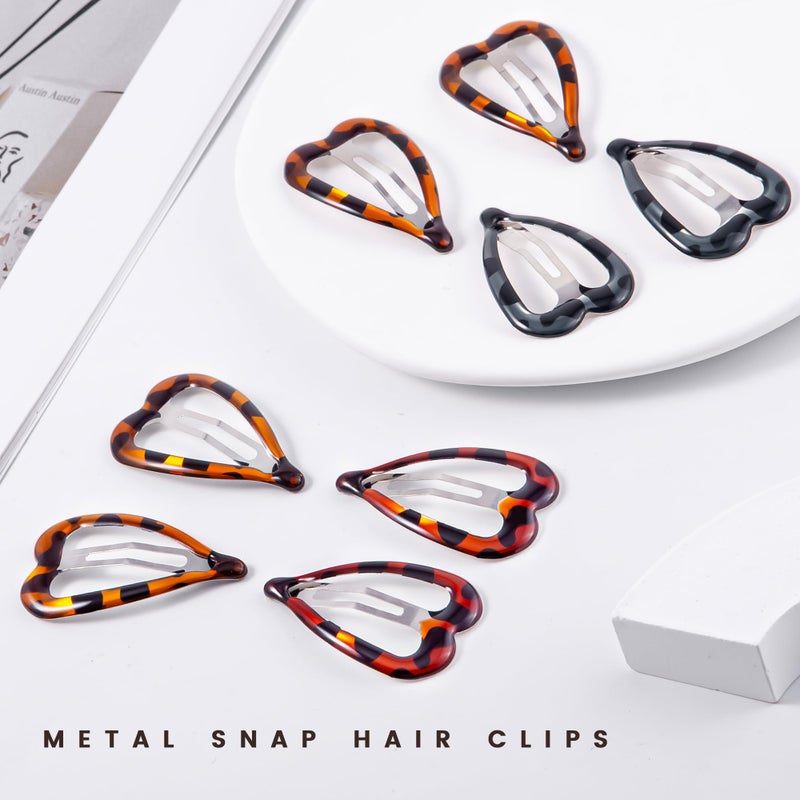 Cptots 12 PCS Metal Snap Hair Clips Heart Shape Barrettes for Women Non Slip Accessories For Thick and Thin Fine Hair,Tortoiseshell,1.9 x 1.1 Inches. - Image 3