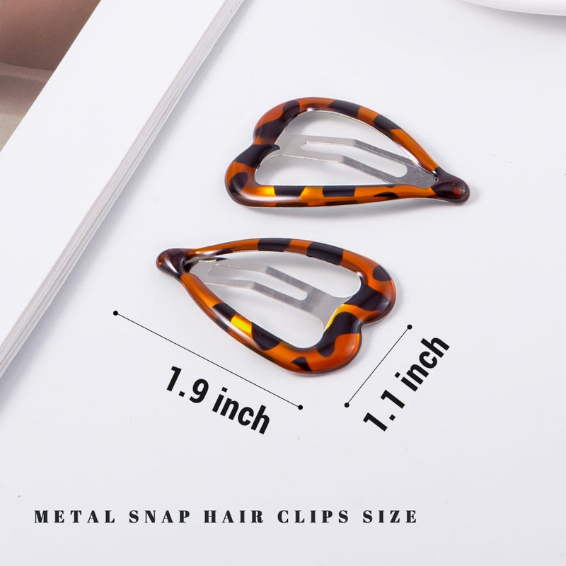 Cptots 12 PCS Metal Snap Hair Clips Heart Shape Barrettes for Women Non Slip Accessories For Thick and Thin Fine Hair,Tortoiseshell,1.9 x 1.1 Inches. - Image 2