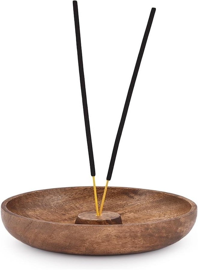 Kundi Premium Incense Stick Holder Bowl | Wooden Ash Catcher Bowl for Puja, Meditation, Aromatherapy & Relaxation | 5 x 5 Inch - Image 1