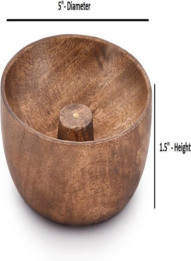 Kundi Premium Incense Stick Holder Bowl | Wooden Ash Catcher Bowl for Puja, Meditation, Aromatherapy & Relaxation | 5 x 5 Inch - Image 3