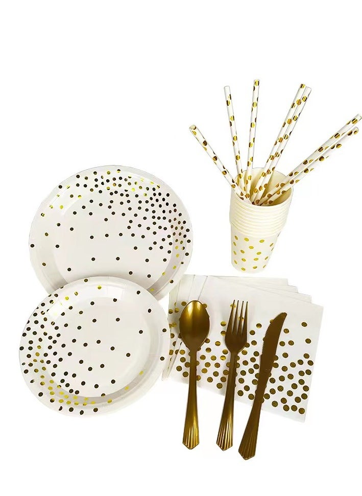 xppier 200-Piece Party Supplies Disposable Tableware for Wedding, Birthday Party, Baby Shower, Serves 25 (White)  - Image 2