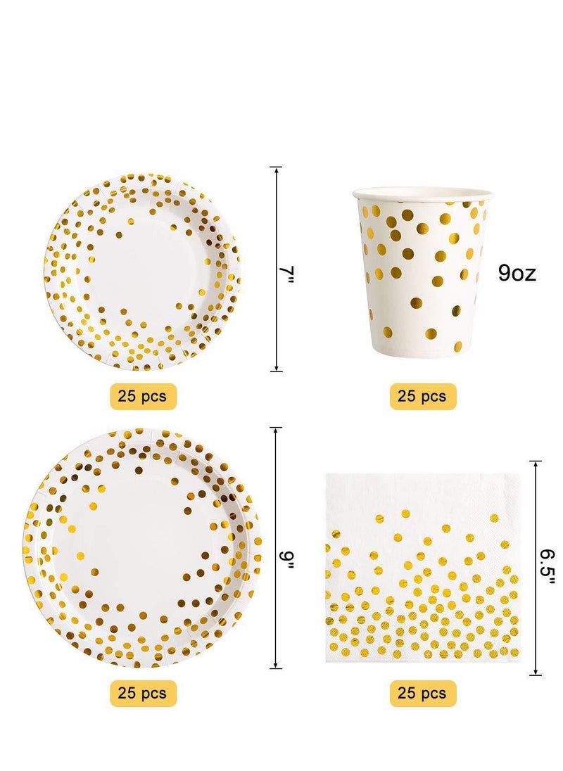 xppier 200-Piece Party Supplies Disposable Tableware for Wedding, Birthday Party, Baby Shower, Serves 25 (White)  - Image 3