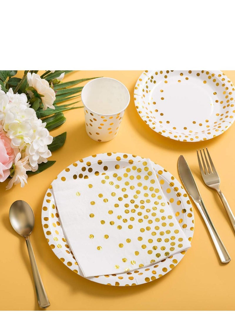 xppier 200-Piece Party Supplies Disposable Tableware for Wedding, Birthday Party, Baby Shower, Serves 25 (White) - Image 3