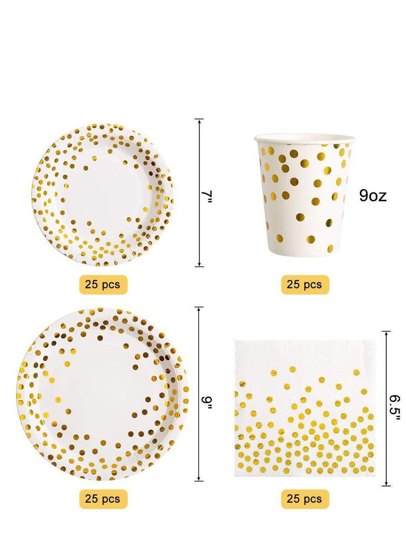 xppier 200-Piece Party Supplies Disposable Tableware for Wedding, Birthday Party, Baby Shower, Serves 25 (White) - Image 2