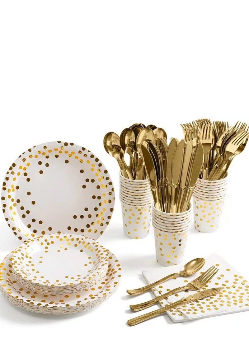 xppier 200-Piece Party Supplies Disposable Tableware for Wedding, Birthday Party, Baby Shower, Serves 25 (White) - Image 5