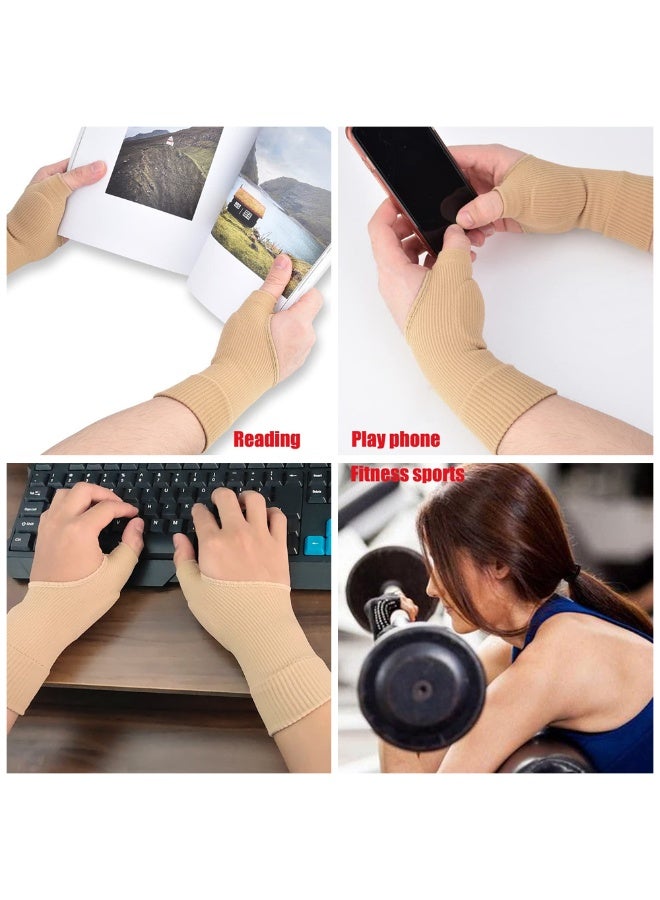 Thumb Wrist Support Braces, Breathable Compression Sleeves with Soft Gel Pads for Arthritis, Tendonitis, Comfortable Finger Splint for Relieve Hand Thumb Wrist Carpal Tunnel Joint Pain, Beige - Image 3