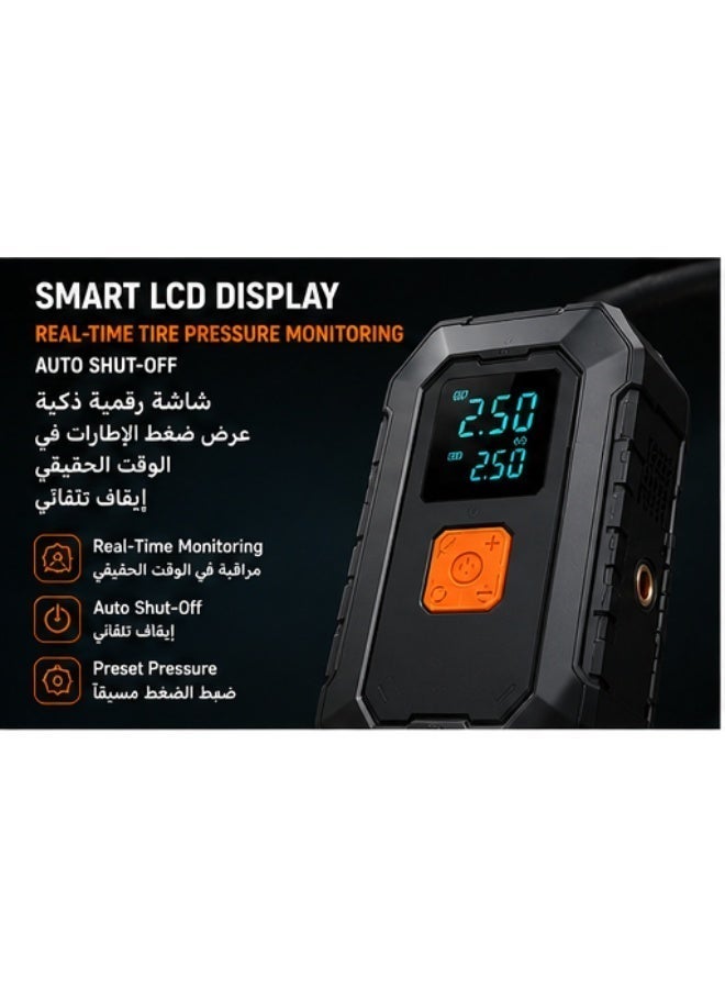 إينابايت مشغل بطارية سيارة 4 في 1 مع مضخة هواء، منفاخ إطارات محمول 150PSI، بنك طاقة 4000mAh مع مصباح LED، مقاوم للحرارة، للسيارات وسيارات الدفع الرباعي والرحلات الصحراوية - Image 5