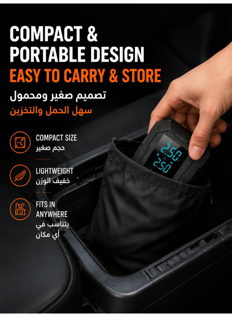 إينابايت مشغل بطارية سيارة 4 في 1 مع مضخة هواء، منفاخ إطارات محمول 150PSI، بنك طاقة 4000mAh مع مصباح LED، مقاوم للحرارة، للسيارات وسيارات الدفع الرباعي والرحلات الصحراوية - Image 4