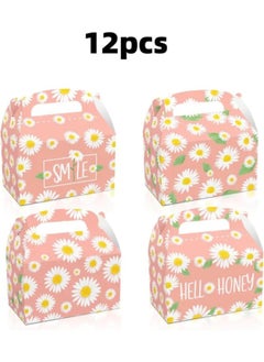 ThePartyPopper thePartyPopper Daisy Floral Paper Bags Set of 12 with Stickers – Pink Party Favor, Goodie, Gift Bags for Girls’ Birthday, Baby Shower, Party Supplies 