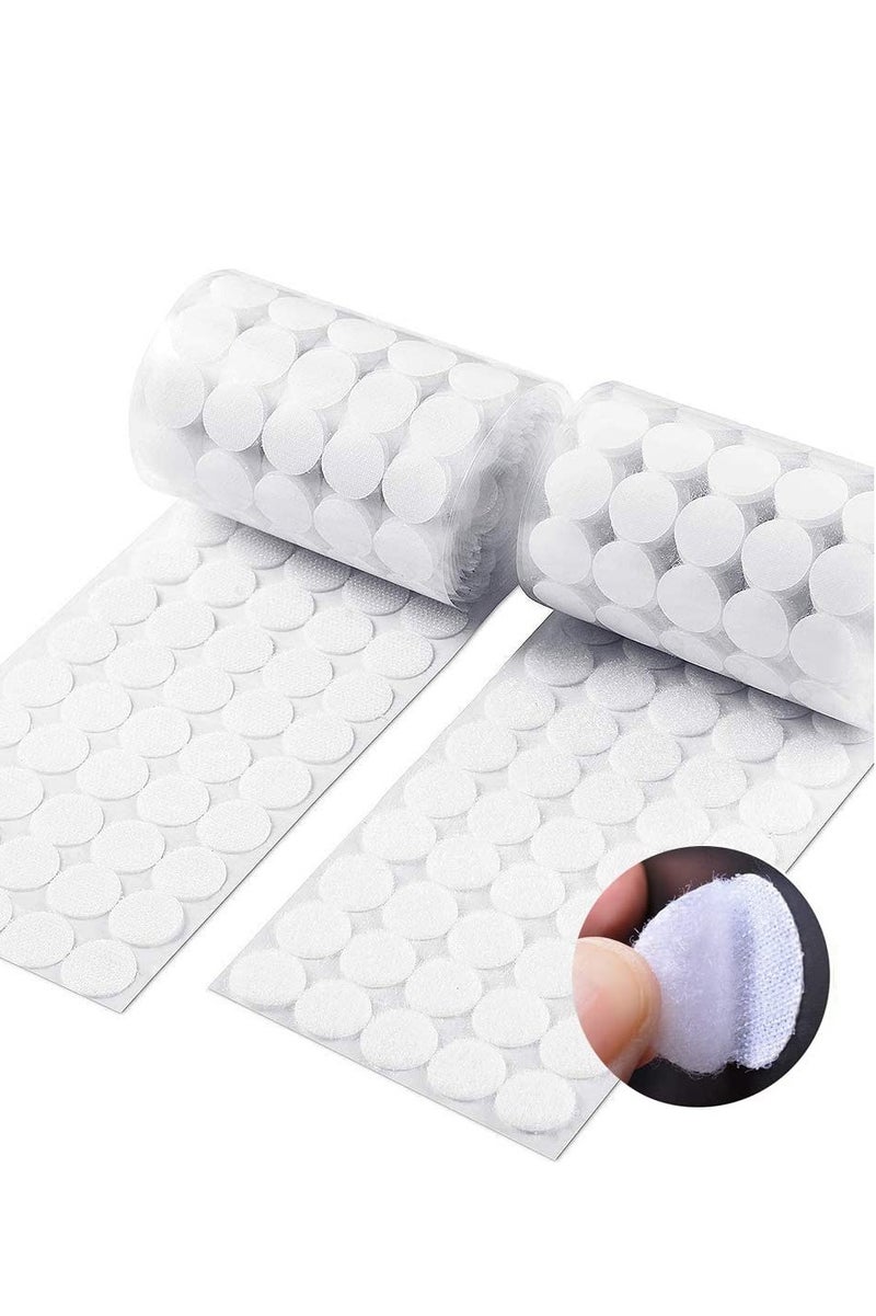 adhesive dots, coin dots with adhesive backing, hook and loop velcro round pads, 20mm diameter, strong waterproof dots, dots with adhesive, suitable for home office school 100 pieces white (50 pairs) - Image 1