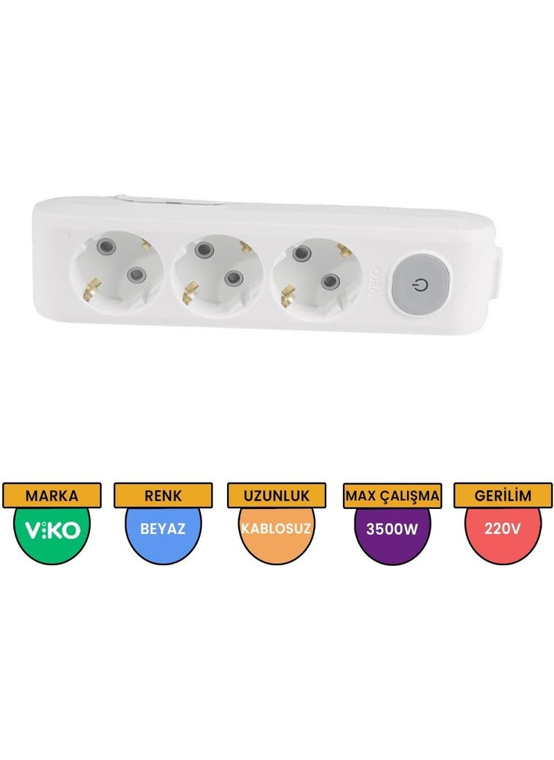 Viko 3-way Socket with Switch, Grounded Terminals, Child Lock  - Image 2