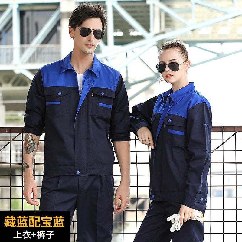 Work clothes suit men's and women's long-sleeved spring and autumn durable work factory men's and women's work clothes auto repair clothes welding clothes labor protection clothes - Image 1