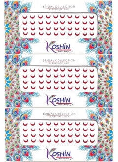 Red Half Moon Shape Medium Size (Per Bindi Height 6 Mm X Width 7 Mm) Forehead Bindi For Girls Women Ladies Pack Of 3 (Red Chand Bindi)