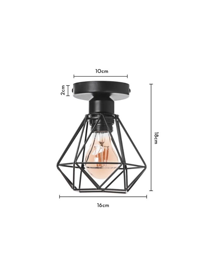 Beauenty Ceiling Light Flush Mount Black Iron Lampshade Industrial Pendant Light Grid Cage,for Hallway Bedroom Kitchen Living Room Wine Cellar Warehouse Coffee Shop bar E26 Pendant Lights 2pcs - Image 2