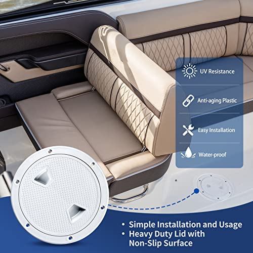 Smart Marine Smartmarine Boat Hatch White 4" 6" 8" Round Non Slip Inspection Hatch w/Detachable Cover for Marine Boat Yacht (6 inch) - Image 4