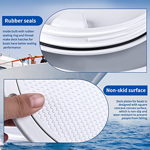 Smart Marine Smartmarine Boat Hatch White 4" 6" 8" Round Non Slip Inspection Hatch w/Detachable Cover for Marine Boat Yacht (6 inch) - Image 3