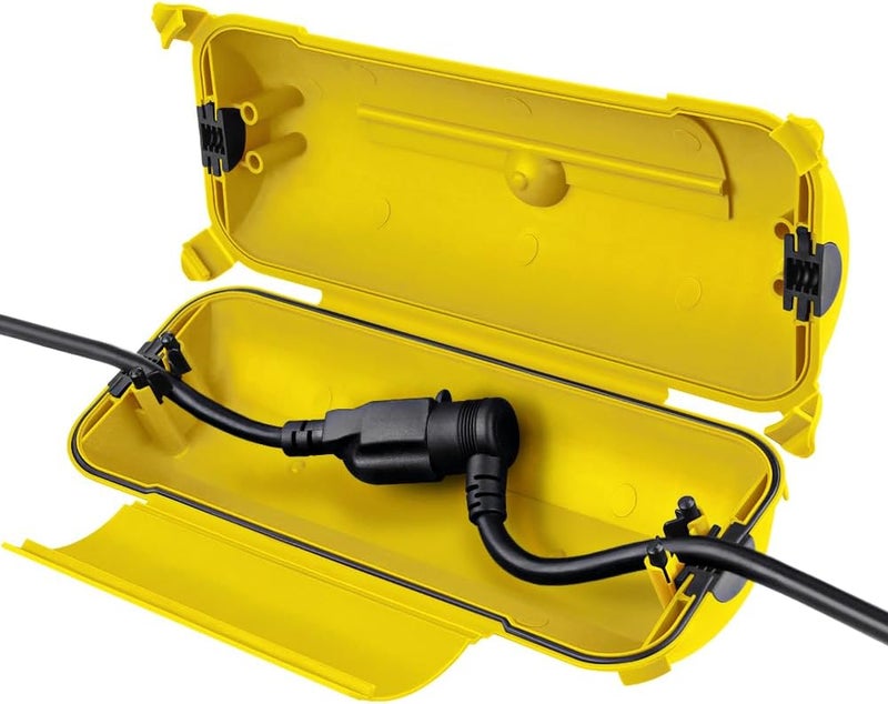 Flemoon Outdoor Extension Cord Safety Cover with Waterproof Protector Seal, Weatherproof Electrical Connection Box for Outdoor Outlets, Plugs, Sockets, Holiday Decorations, Power Tools, Yellow - Image 1