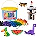 Play Platoon 1100 Pieces Building Bricks Set 10 Classic Color Blocks Bulk Building Blocks Compatible with Major Brands 14 Different Shape Bricks Includes Wheels Tires Axles Windows Door - Image 2