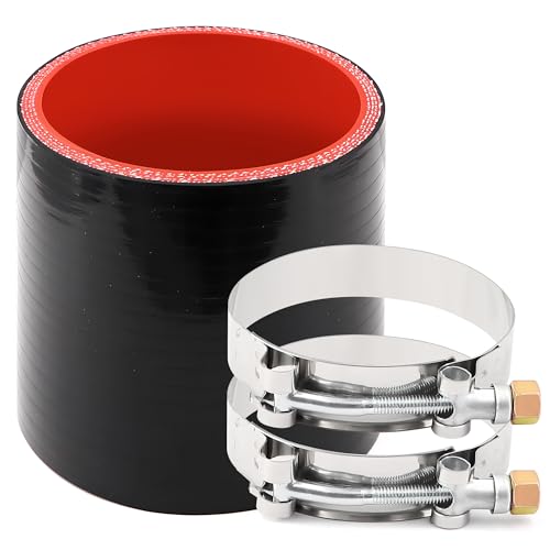 TuoLauthon ID 2-3/4 Inch(70mm) High Temperature 4-Ply Reinforced Straight Silicone Hose Performance Coupler, Length 3 Inch with 2Pcs T-Bolt Clamps Suitable High Level Turbo Pipe Connecting - Image 1