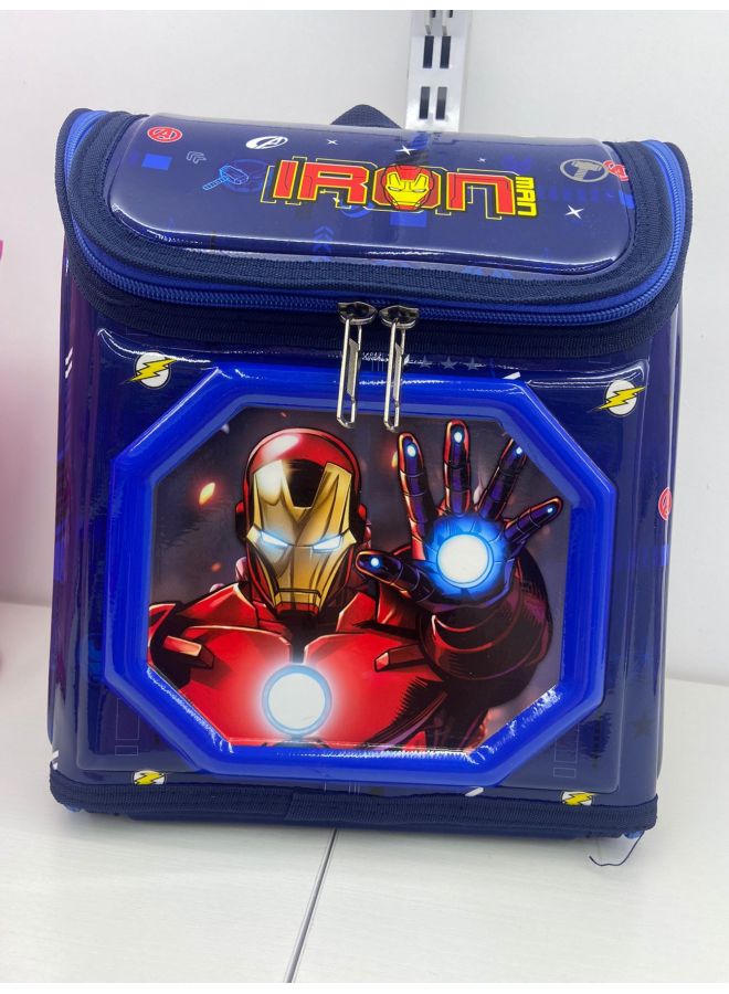 Kindergarten Backpack PC Hard Shell Small Bag Cute Cartoon Space Bag Full Open 2-6 Years Old Children's Bag Children's Fun-Color:Iron Man  - Image 1