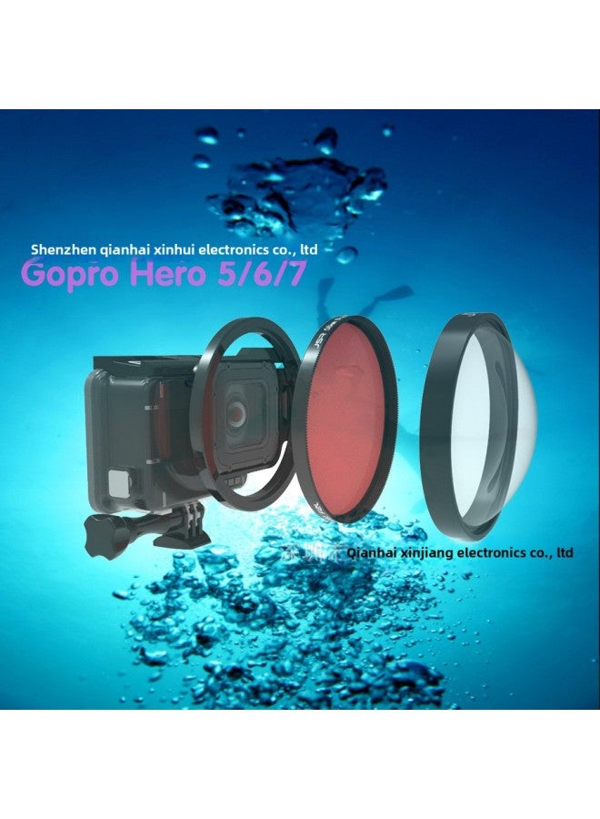 Gopro Hero7/6/5 Diving Red Filter Set Dog 7 Doubling Close-up Polarizer Macro Mirror Diving Accessories-Color:Diving Red + Diving Purple + 24X Macro Mirror  - Image 3