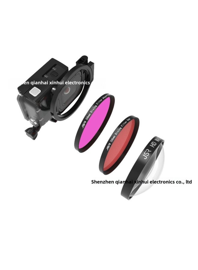 Gopro Hero7/6/5 Diving Red Filter Set Dog 7 Doubling Close-up Polarizer Macro Mirror Diving Accessories-Color:Diving Red + Diving Purple + 24X Macro Mirror  - Image 1