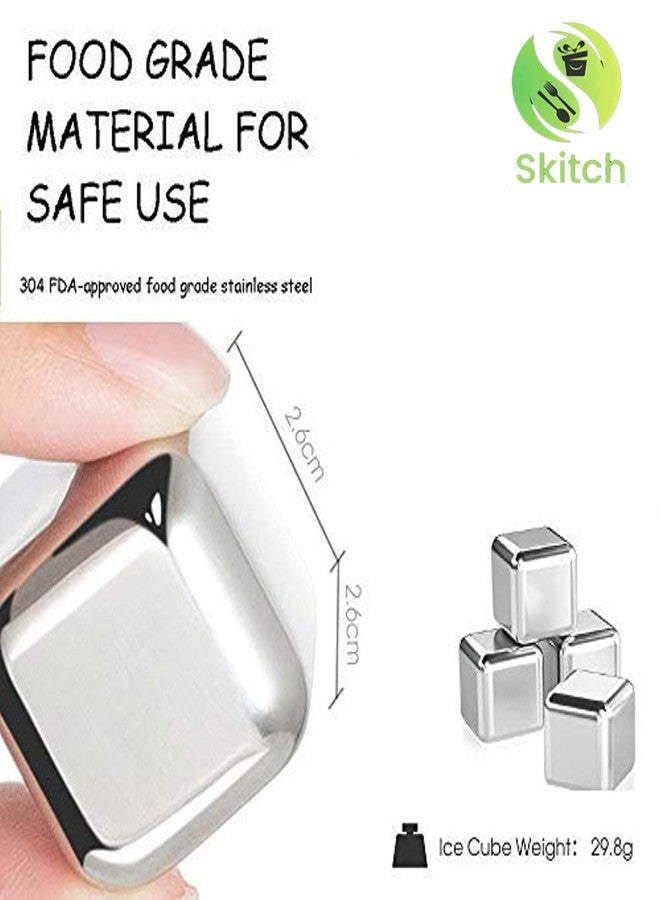 Skitch® 6 Pieces Professional Barware Combo - Cocktail & Mocktail Mixer Bar Set for Gift - Muddler, Bottle Opener, Peg Measure, Ice Cubes| Silver, Cocktail Set - Image 4