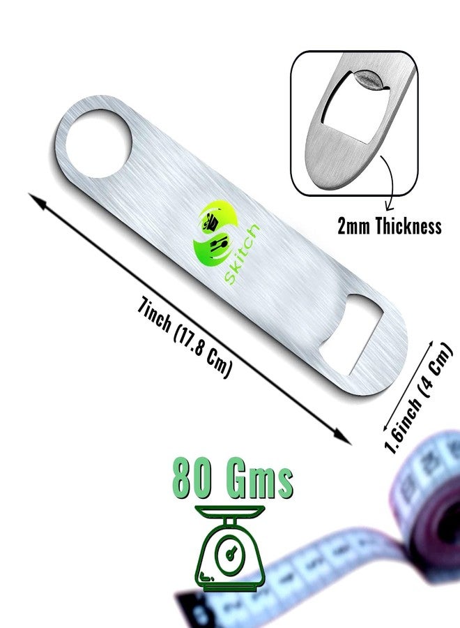 Skitch® 6 Pieces Professional Barware Combo - Cocktail & Mocktail Mixer Bar Set for Gift - Muddler, Bottle Opener, Peg Measure, Ice Cubes| Silver, Cocktail Set - Image 3