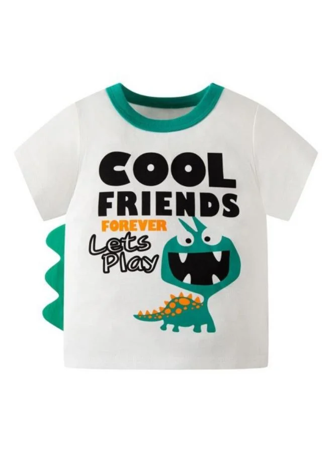 YUNIQEE White Printed Short Sleeve Crew Neck T-Shirt