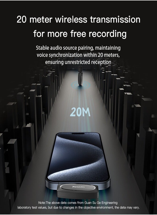 Yesido KR15 portable 360 pickup voice IP Type-c 2 in 1 transmit port 2 wireless MEMS Microphone  - Image 5