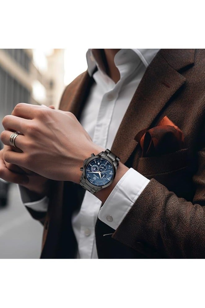 BENYAR Mens Watches Multifunction Chronograph Date Quartz Watch for Men Stainless Steel Band Wrist Watch Gift for Men Casual Business - Image 3