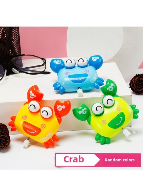 Clockwork Chicken Frog Simulation Plush Jumping Chicken Children's Winding Rabbit Dinosaur Animal Nostalgic Toy Hot Sale-Color:Crab (random Color)