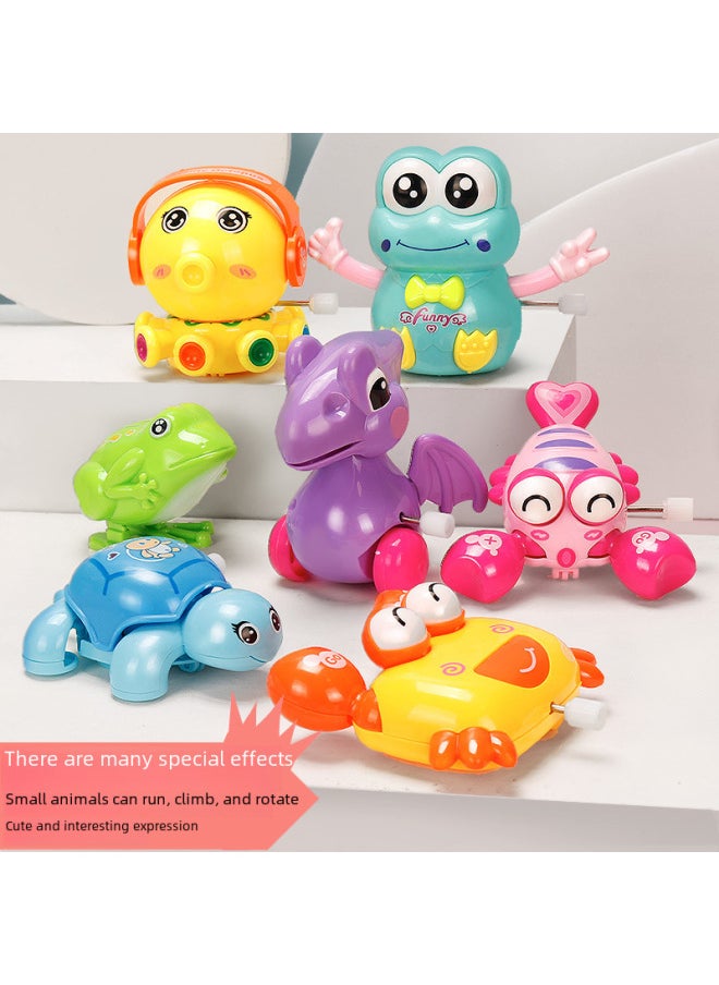 Clockwork Chicken Frog Simulation Plush Jumping Chicken Children's Winding Rabbit Dinosaur Animal Nostalgic Toy Hot Sale-Color:Crab (random Color)
