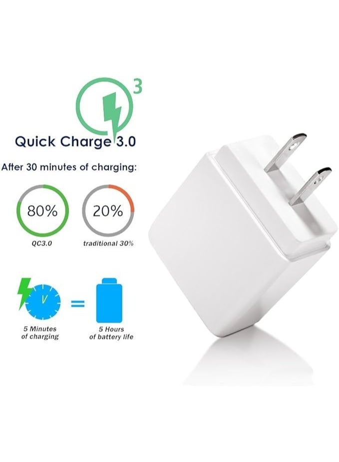 Quick Charge 3.0 USB Wall Charger – Fast Charging AC Power Supply Adapter, Portable Dual Port USB Plug Compatible with Android, iPhone, Samsung Galaxy, LG, Tablets & More - Image 2