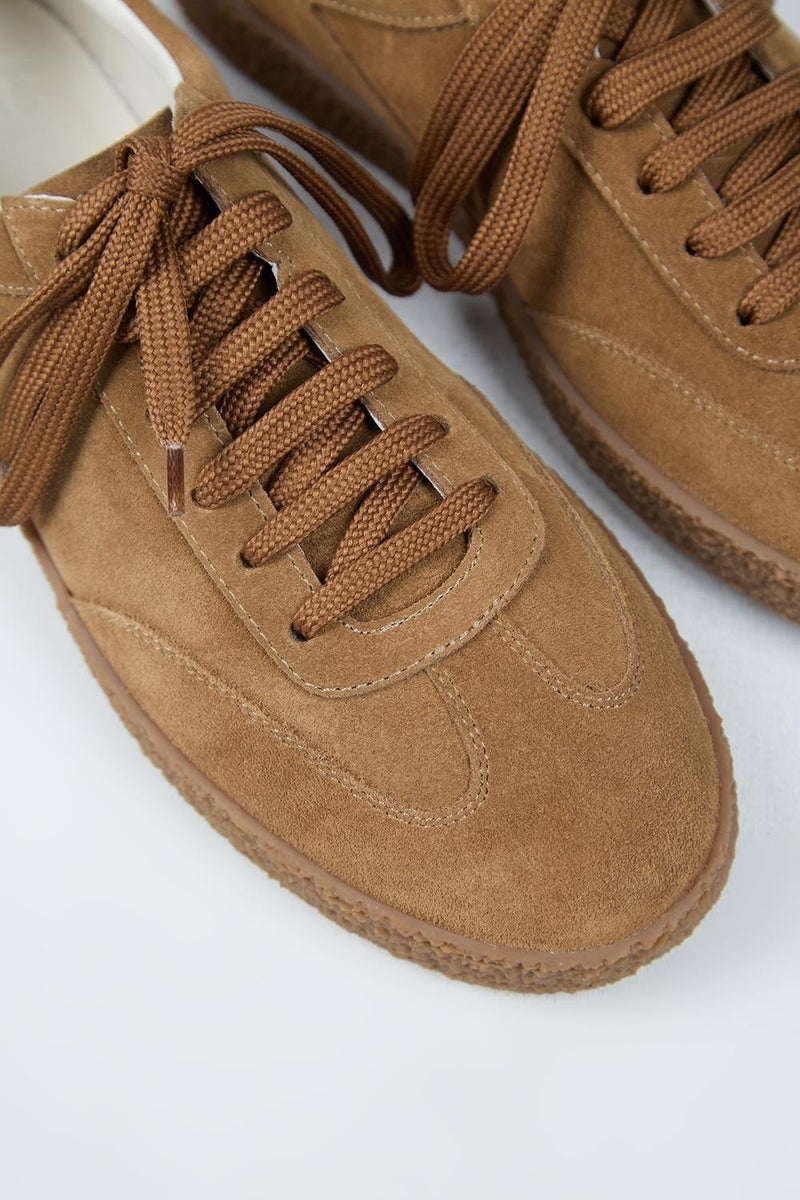 Krahe Palminteri Men's Genuine Leather Lace-up Sand Sneakers - Image 4