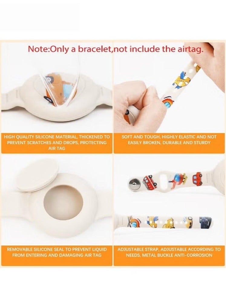 AirTag Bracelet for Kids - Waterproof Cute Cartoon Air tag Holder for Kids with Soft Silicone Full Coverage Anti-Lost Hidden Airtag Wristband Accessories for Child (White)  - Image 3
