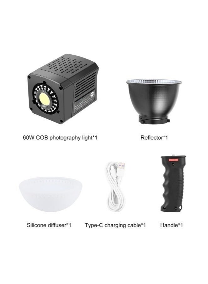 شو وو مصباح فيديو LED COB بقدرة 60 وات، ثنائي اللون CCT 2500-6500 كلفن CRI≥95 TLCI≥97، مصباح فيديو LED صغير بحامل Bowens للتصوير الفوتوغرافي، إضاءة فيديو الاستوديو، 8 مصابيح مشهد لتسجيل الأفلام - Image 3