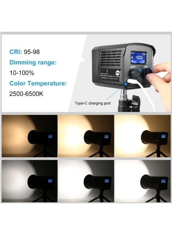 شو وو مصباح فيديو LED COB بقدرة 60 وات، ثنائي اللون CCT 2500-6500 كلفن CRI≥95 TLCI≥97، مصباح فيديو LED صغير بحامل Bowens للتصوير الفوتوغرافي، إضاءة فيديو الاستوديو، 8 مصابيح مشهد لتسجيل الأفلام - Image 2