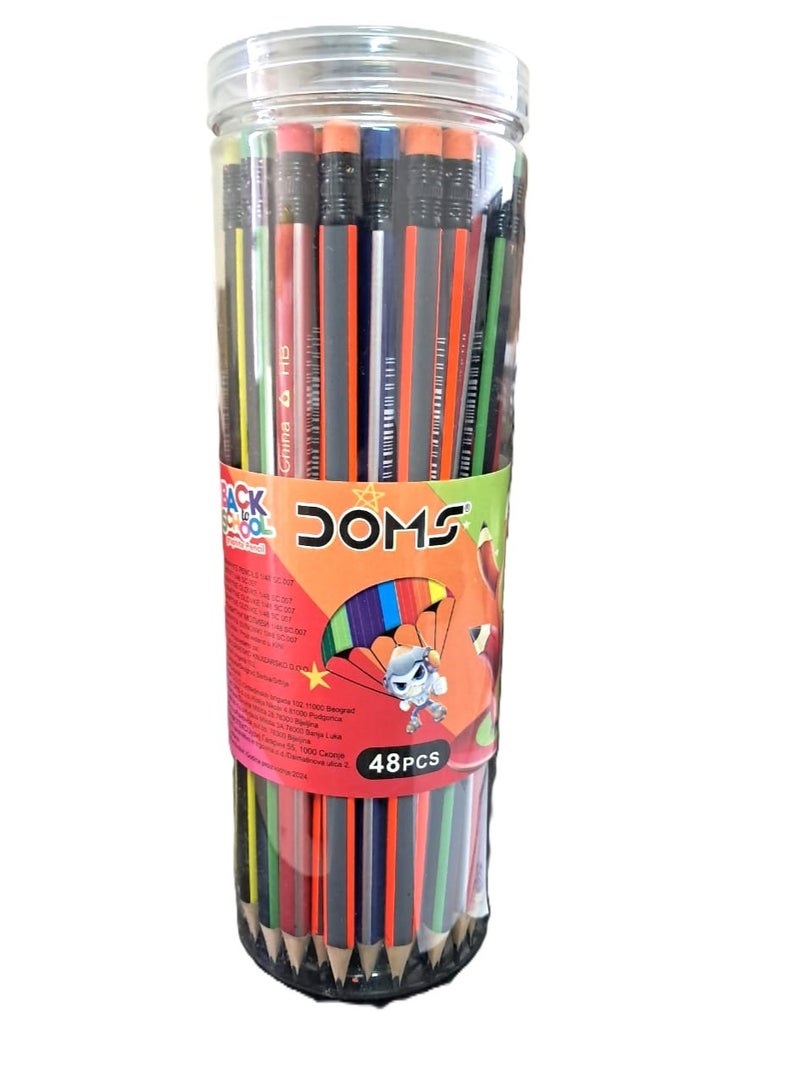 دومس طقم أقلام رصاص من دومز عبوة 48 قطعة قلم رصاص متعدد الألوان
