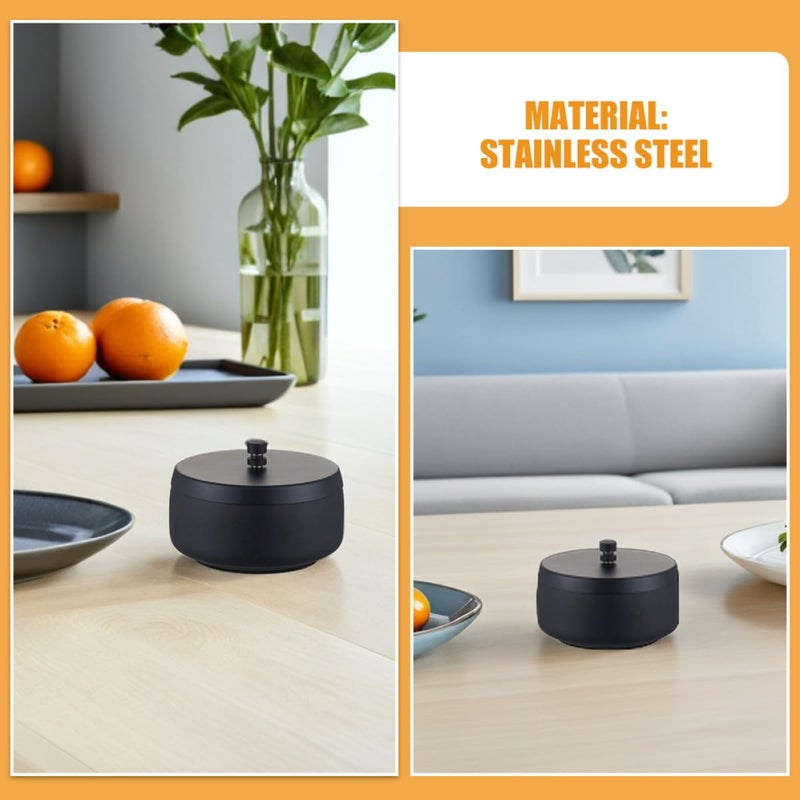 Windproof Smokeless Ashtray with Lid Stainless Steel Smoking Tray for Indoor Outdoor Car Use Black Small - Image 4