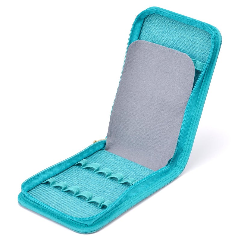 Lanxivi 12 Fountain Pen Case, Rollerball Pen Case Turquoise Color, Waterproof Canvas Pen Display Holder Organizer Bag - Image 3