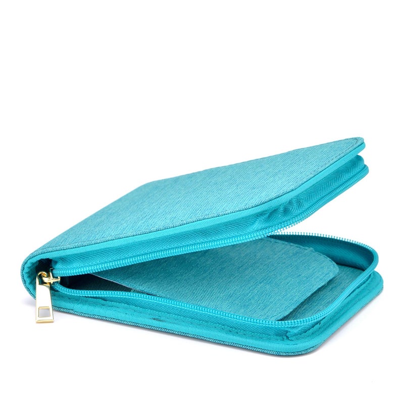 Lanxivi 12 Fountain Pen Case, Rollerball Pen Case Turquoise Color, Waterproof Canvas Pen Display Holder Organizer Bag - Image 2