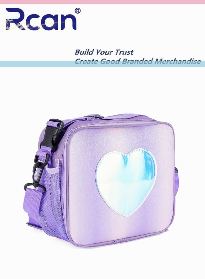 Rcan Lovely Rainbow Color Tote Bag Lunch Bag With Adjustable Shoulder Strap Portable Insulation Lunch Bag Ice Bag For Girl Women Picnic School Office - Image 1