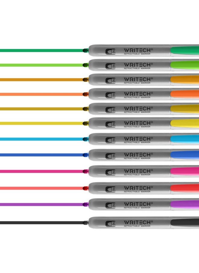 WRITECH Retractable Permanent Markers Assorted Fine Point Marker Pen12 Count  - Image 3