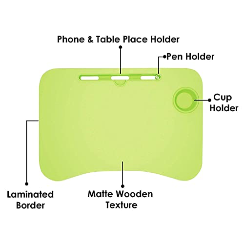 Radiant Wood Smart Multi-Purpose Laptop Table, Dock Stand, Study Table, Bed Table, Foldable, Portable, Ergonomic, Rounded Edges, Non-Slip Legs (Green) - Image 2