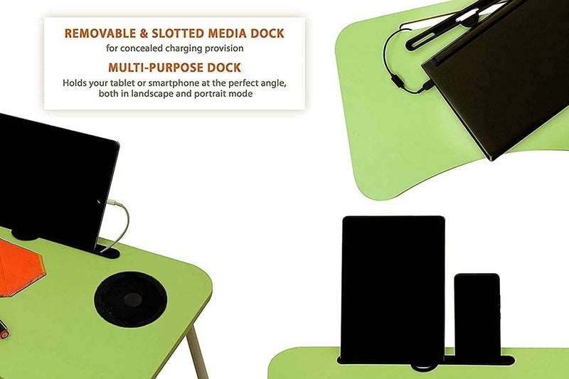 Radiant Wood Smart Multi-Purpose Laptop Table, Dock Stand, Study Table, Bed Table, Foldable, Portable, Ergonomic, Rounded Edges, Non-Slip Legs (Green) - Image 3
