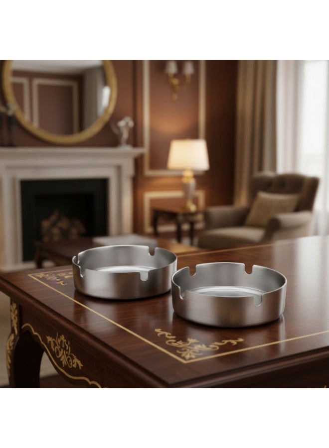 Luxury Stainless Steel Ashtray 2 Pcs set 8 cm - Image 2