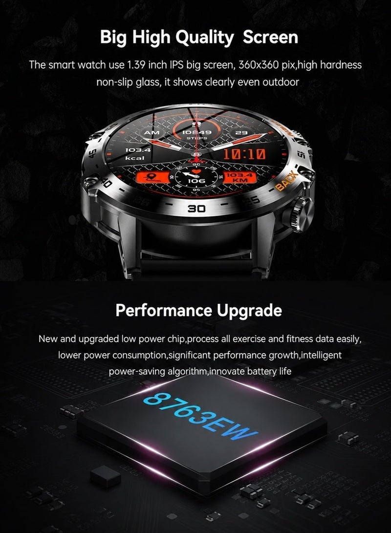 LIGE Top Brand Luxury Sports Smart Watch 1.39 Inch IPS High Quality Display ,Multiple Exercise Modes ,Bluetooth cosynchronous chat ,400mAh Long Standby Battery ,Sleep detection Stainless Steel Wristwatches For Men Gifts Black - Image 5
