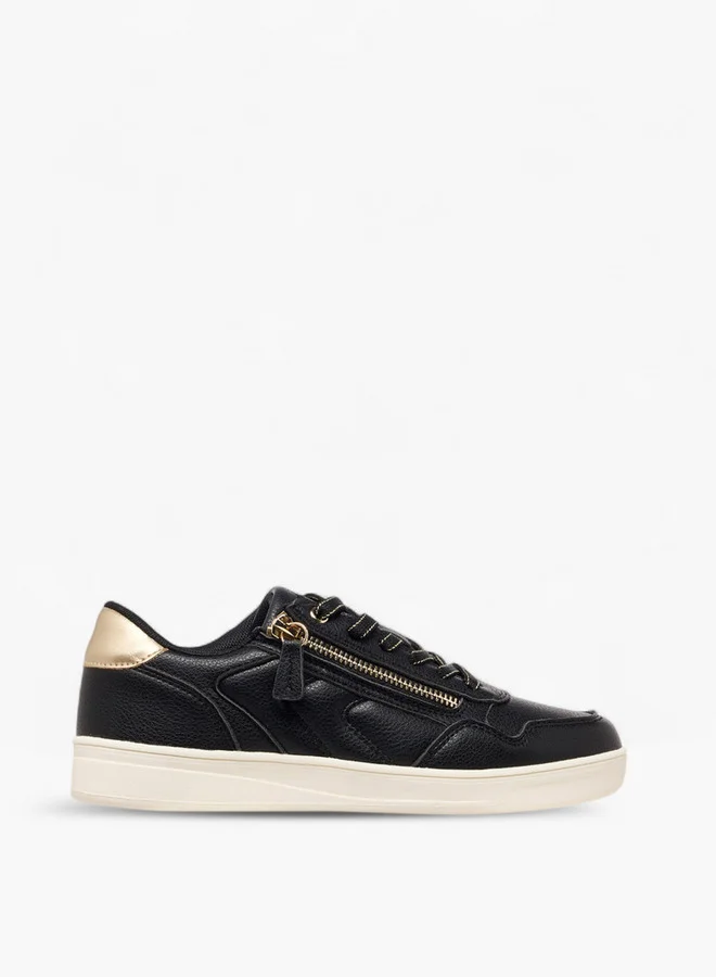 MISSY Women Panelled Sneakers with Zip Detail and Lace-Up Closure